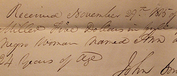 A handwritten receipt from 1815. Click on the link to be taken to the text.